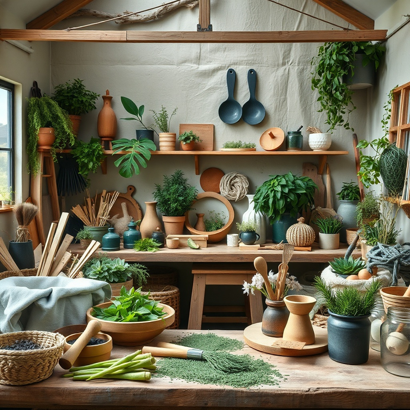 Un atelier artisanal écoresponsable avec des matériaux durables.