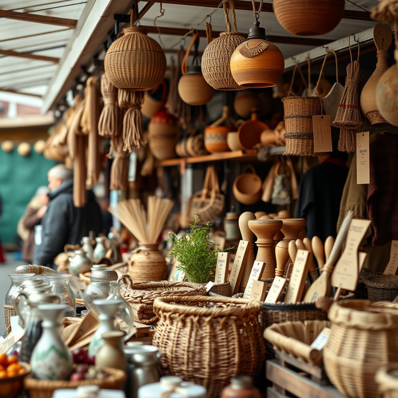 marché artisanal animé avec des produits uniques et des partenariats locaux